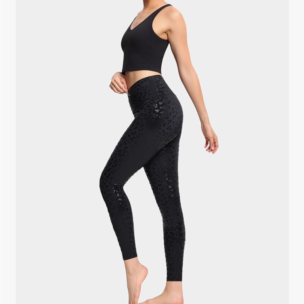 NWOT The Gym People Black Leopard Women's Leggings - Picture 7 of 9